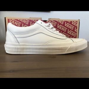 True white Leather Old School Vans